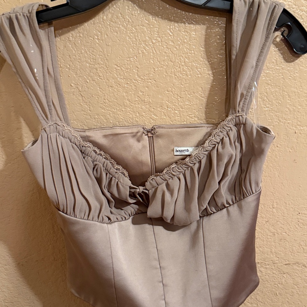 Elegant Beige Pleated Blouse